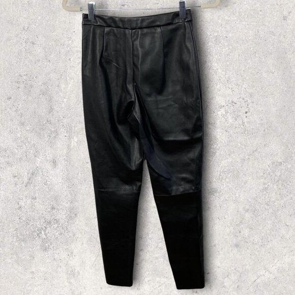 Lulus Vegan Leather Black Trouser Size XS High Rise Zipper Ankle Faux Stride NEW - Picture 15 of 15